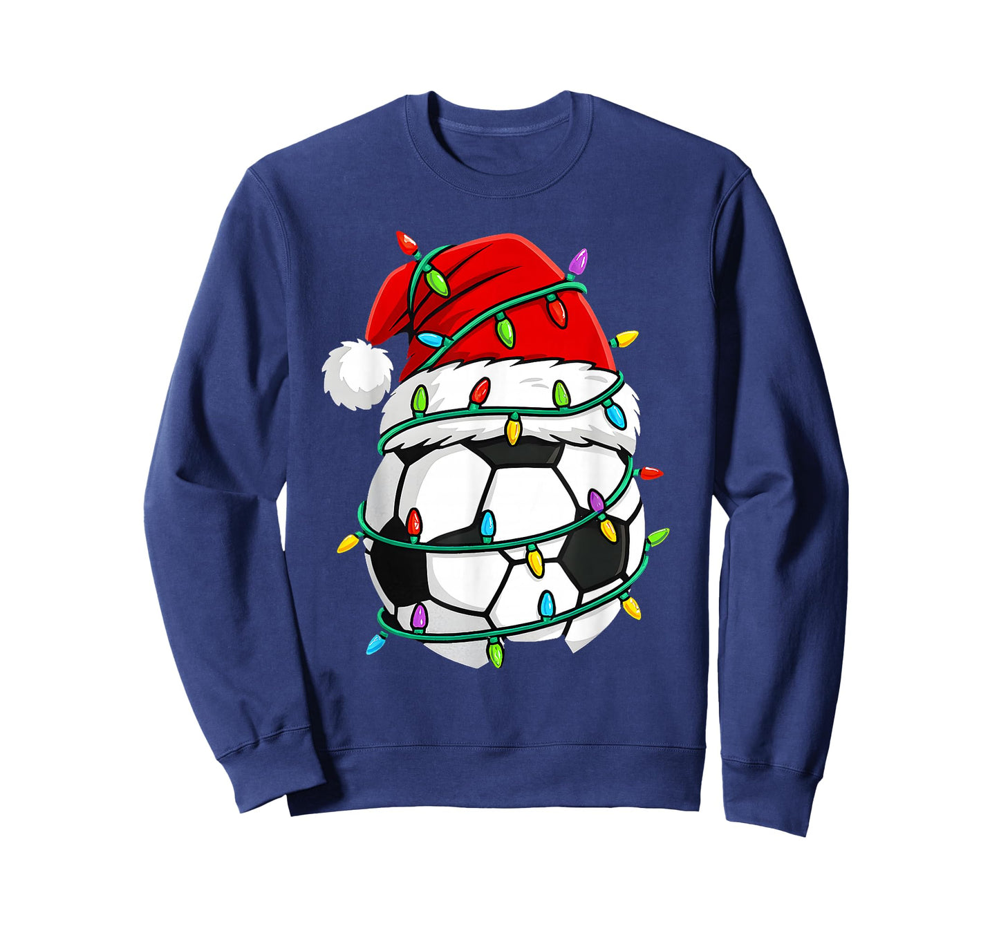 Christmas Soccer Santa Hat Lights Santa Sports Xmas Pajama T-Shirt