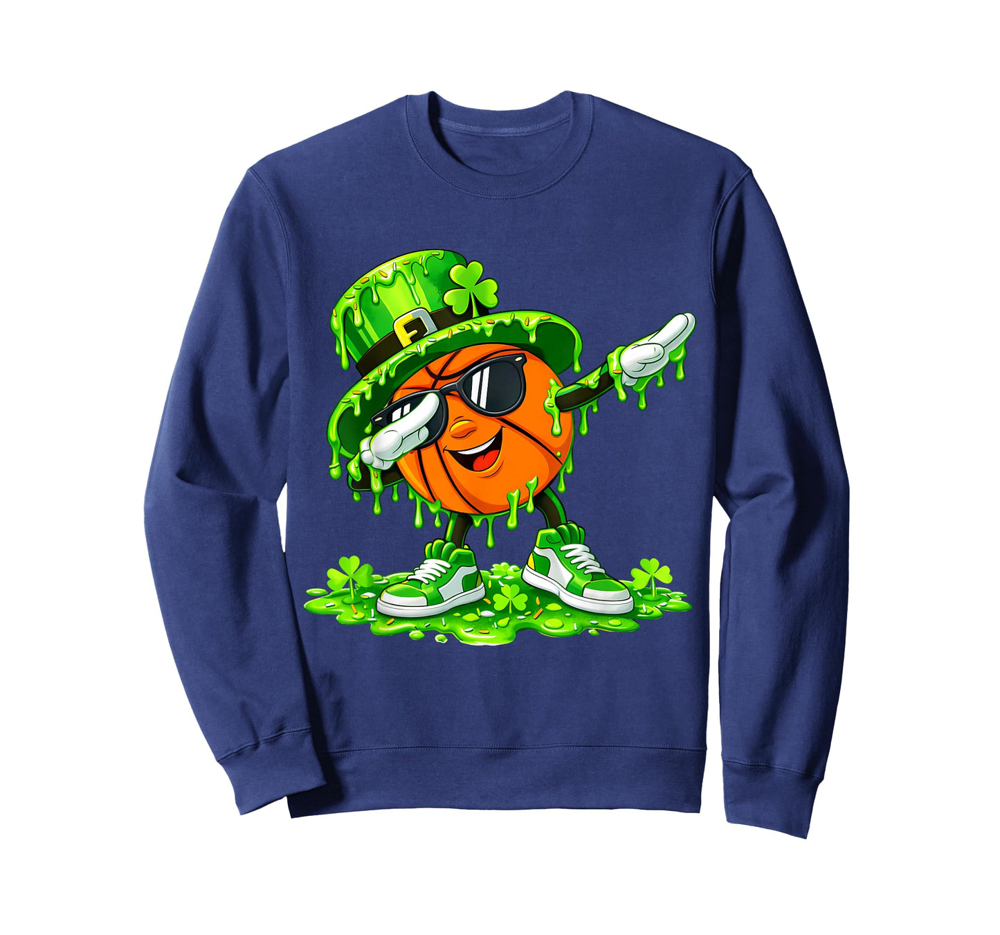 Dab Basketball St Patricks Day Ice Cream Drip Boys Shamrock T-Shirt