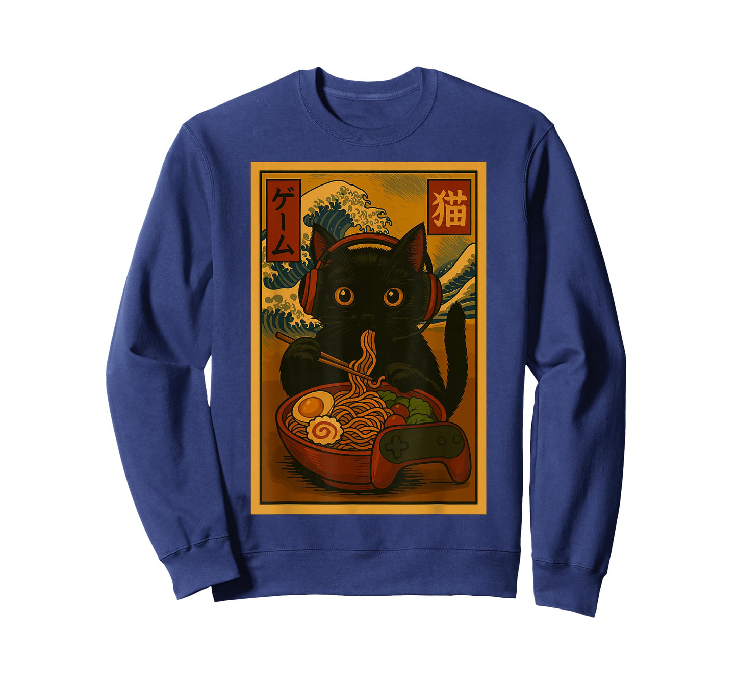 Gamer Cat Eating Ramen Japanese Style T-Shirt
