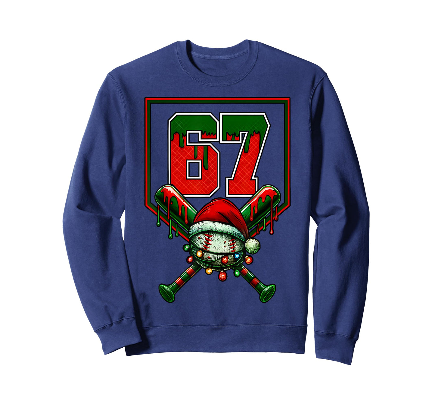 Christmas Baseball Drip Number 67 Player Or 67th Birthday T-Shirt