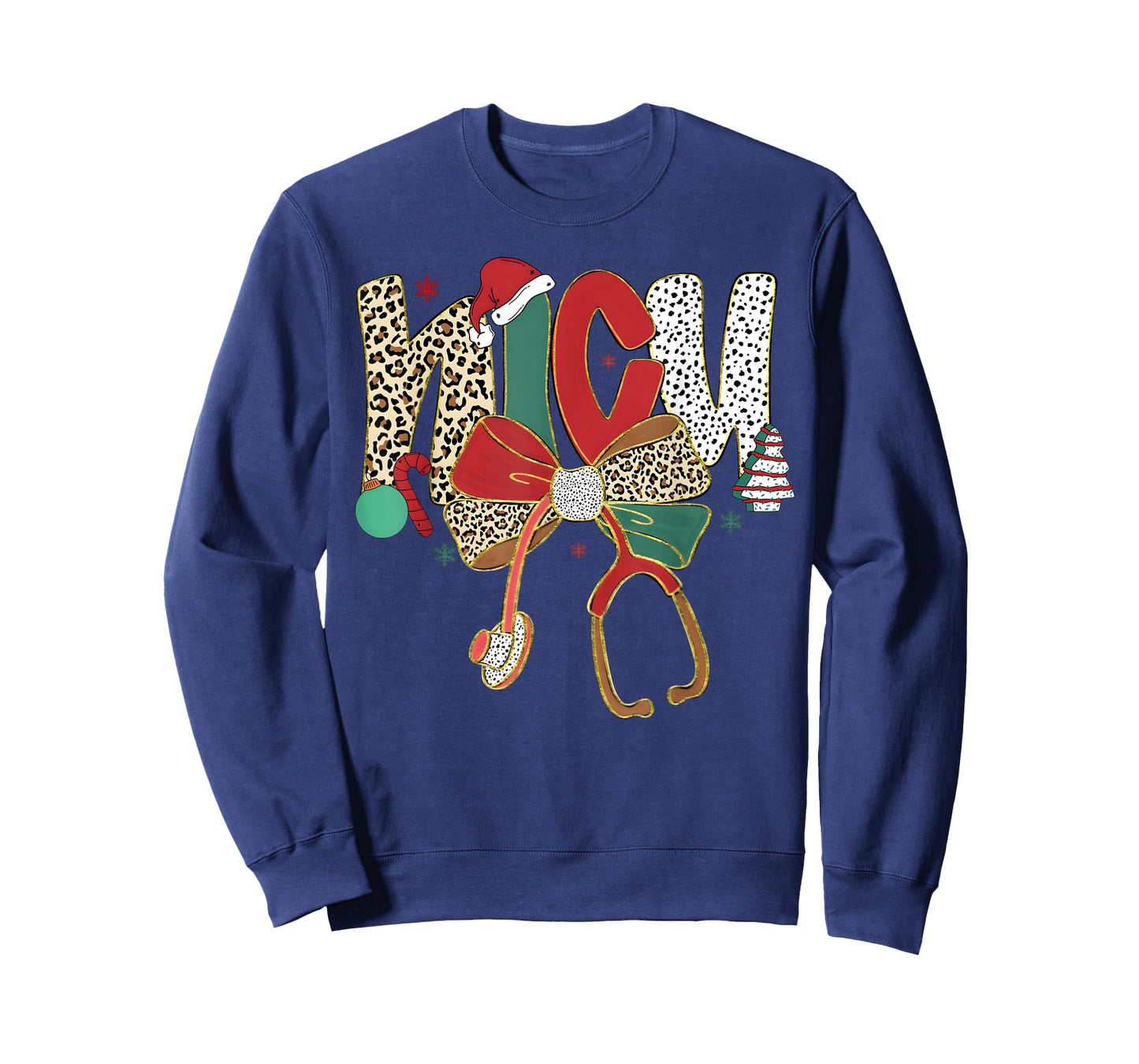 NICU Nurse Merry Christmas Coquette Bow Leopard Men Women T-Shirt