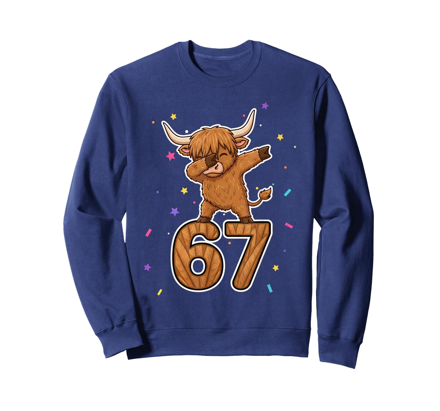 Dabbing 67 Highland Cow 67 Funny Six Seven Gen Z Slang Meme T-Shirt