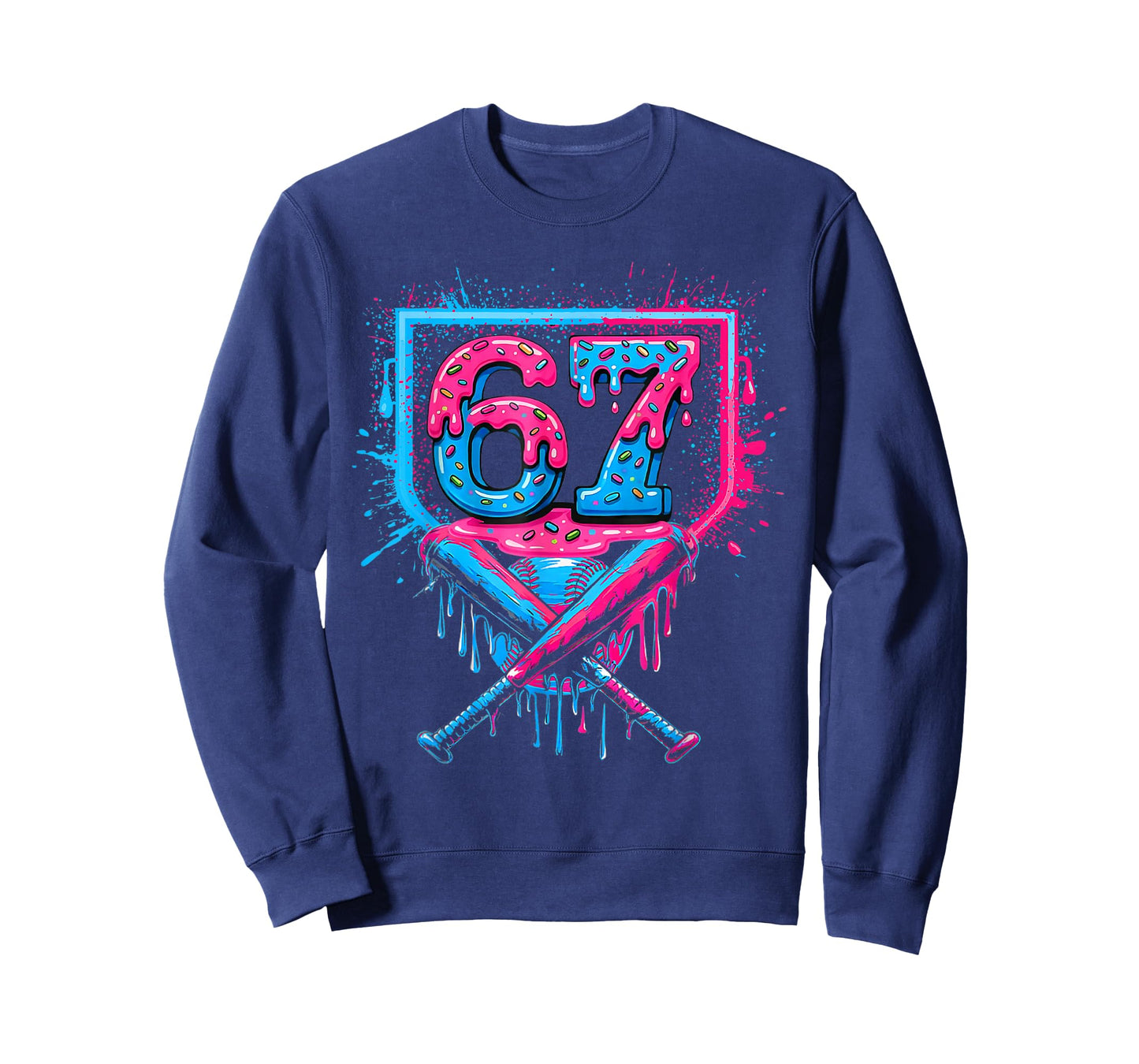 Baseball Ice Cream Drip Number 67 Player 67th Birthday T-Shirt