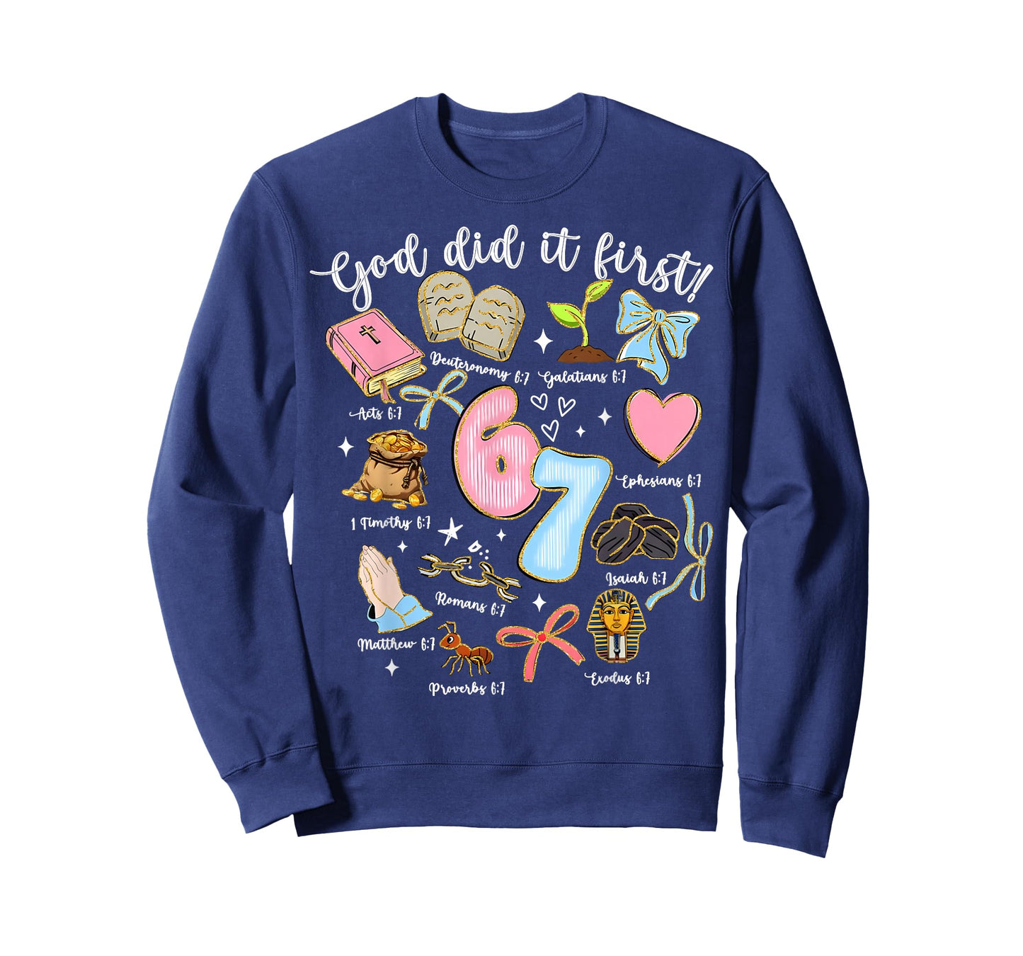Vintage God Did It First 67 Six Seven Meme Christian Bible T-Shirt