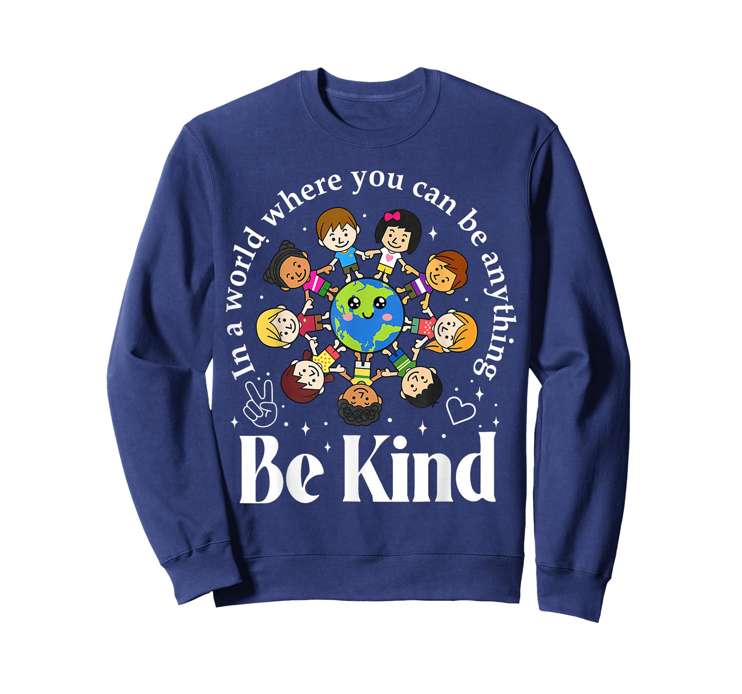 in A World Be Kind Kids Earth World Kindness Day Teachers T-Shirt