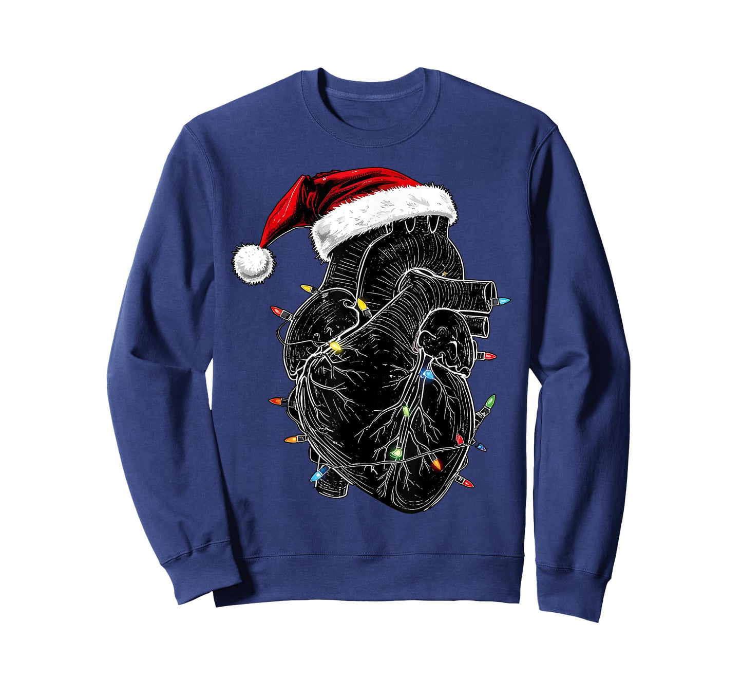 Heart Anatomy Santa Hat Christmas Light CVICU Crew Cath Lab T-Shirt
