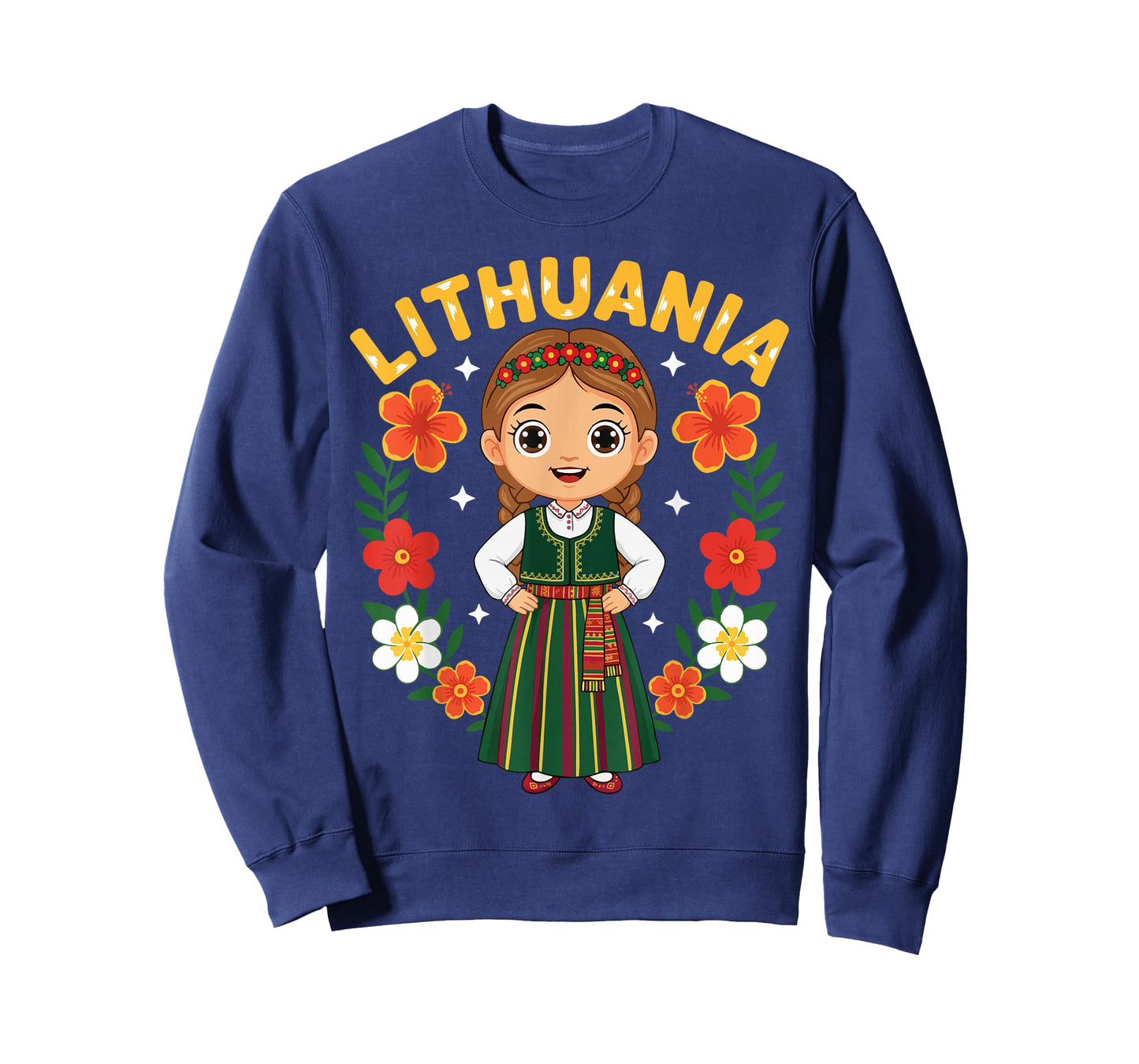 Lithuania Lithuanian Girl Traditional Dress Flowers Heritage T-Shirt