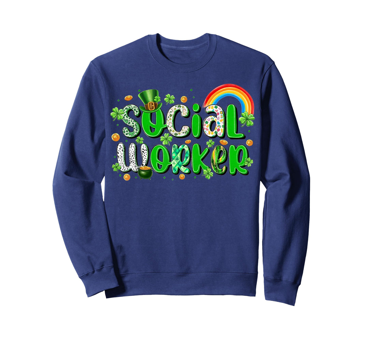 St Patrick's Day Social Worker Lucky Shamrock Office Work T-Shirt