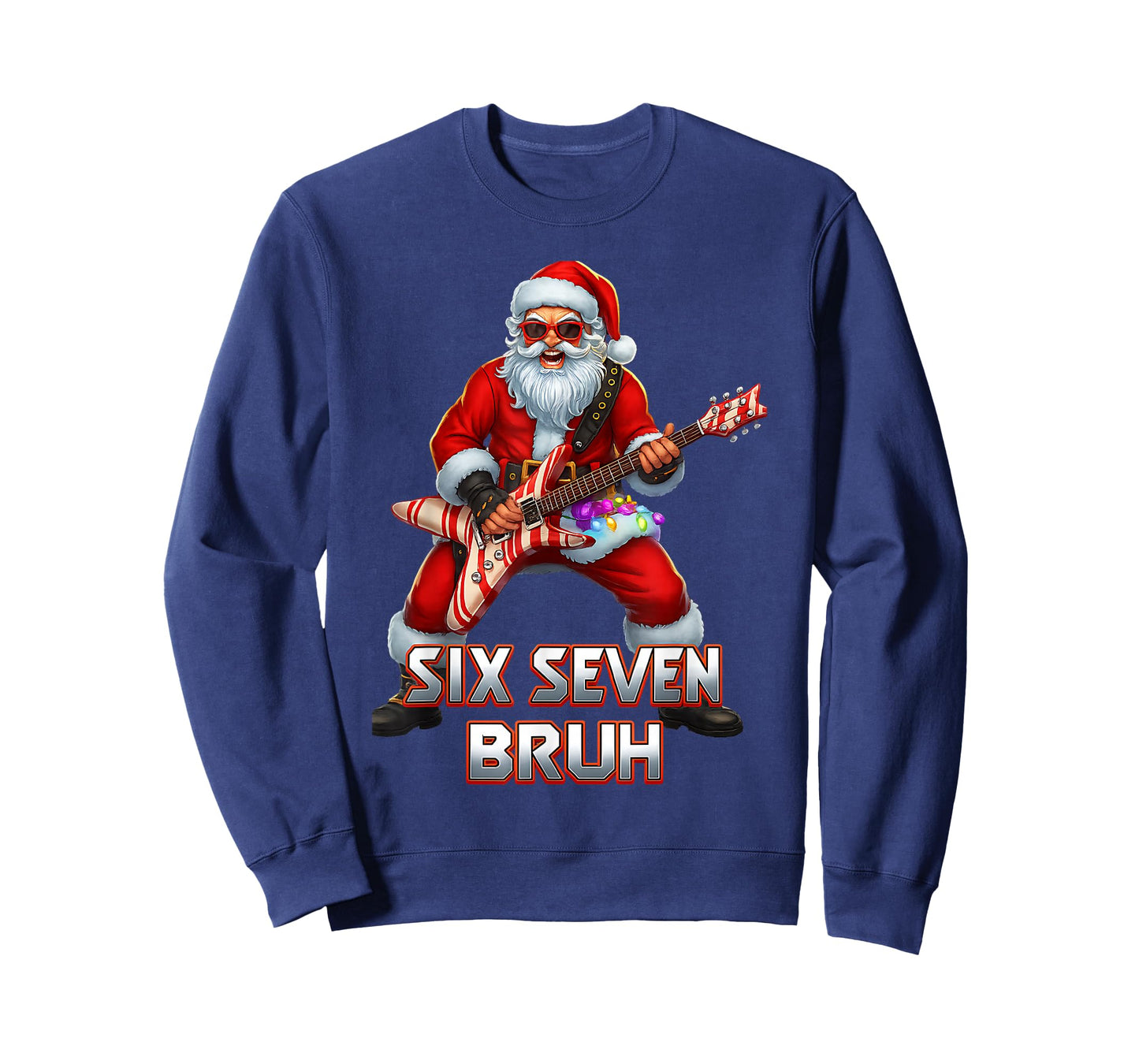 Funny Six Seven Christmas 6-7 Meme Rock Santa Six Seven Bruh T-Shirt