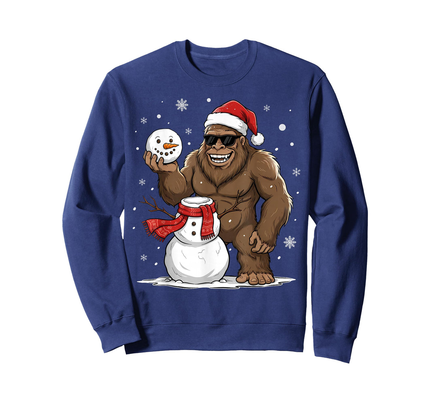 Bigfoot Santa Snowman Christmas Sasquatch Xmas Holiday T-Shirt