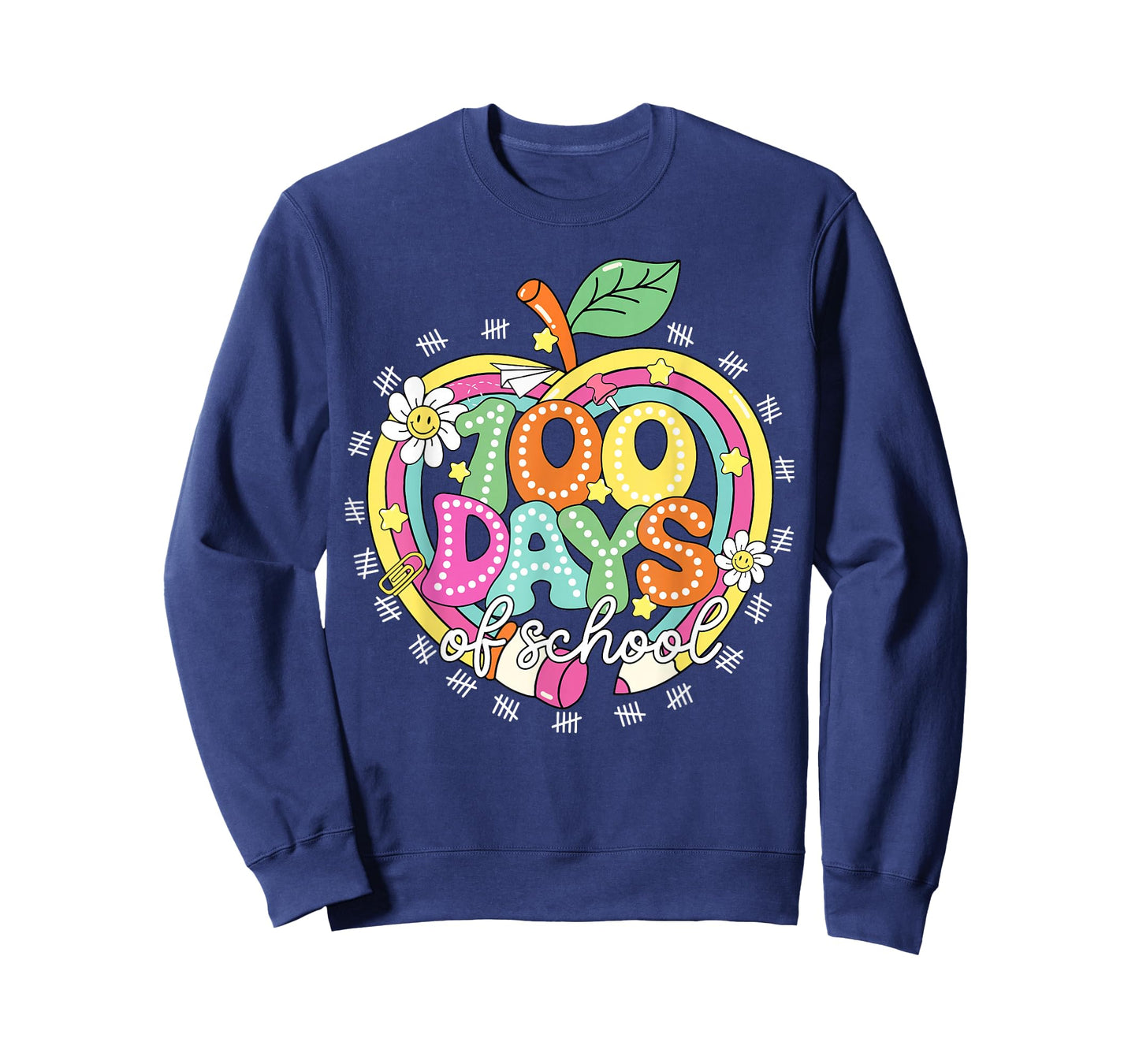 Happy 100 Days of School Apple Pencil Boys Girls Teachers T-Shirt