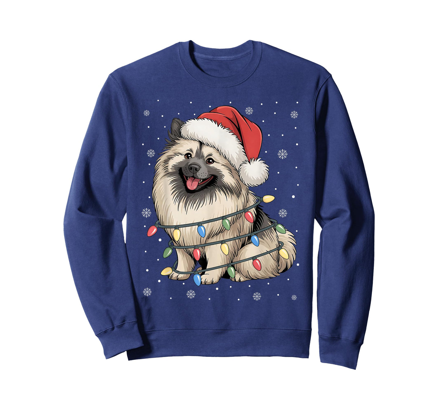 Keeshond Dog Tree Lights Christmas Sweater Xmas Pet Dogs T-Shirt