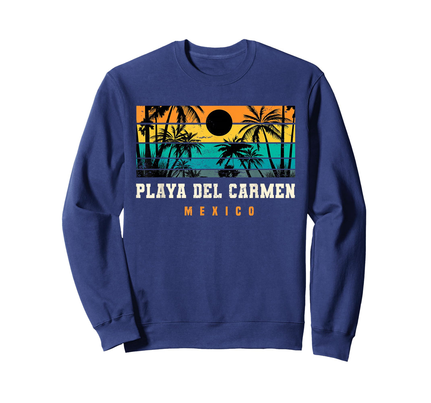 Playa Del Carmen Mexico Retro Sunset Palm Tree Beach Vibes T-Shirt