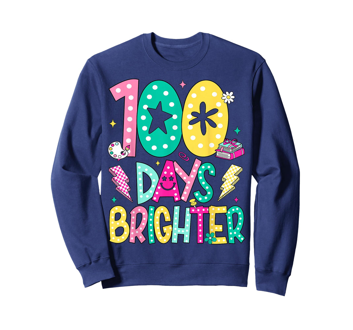 Preppy 100 Days Brighter Happy 100th Day of School Boy Girl T-Shirt