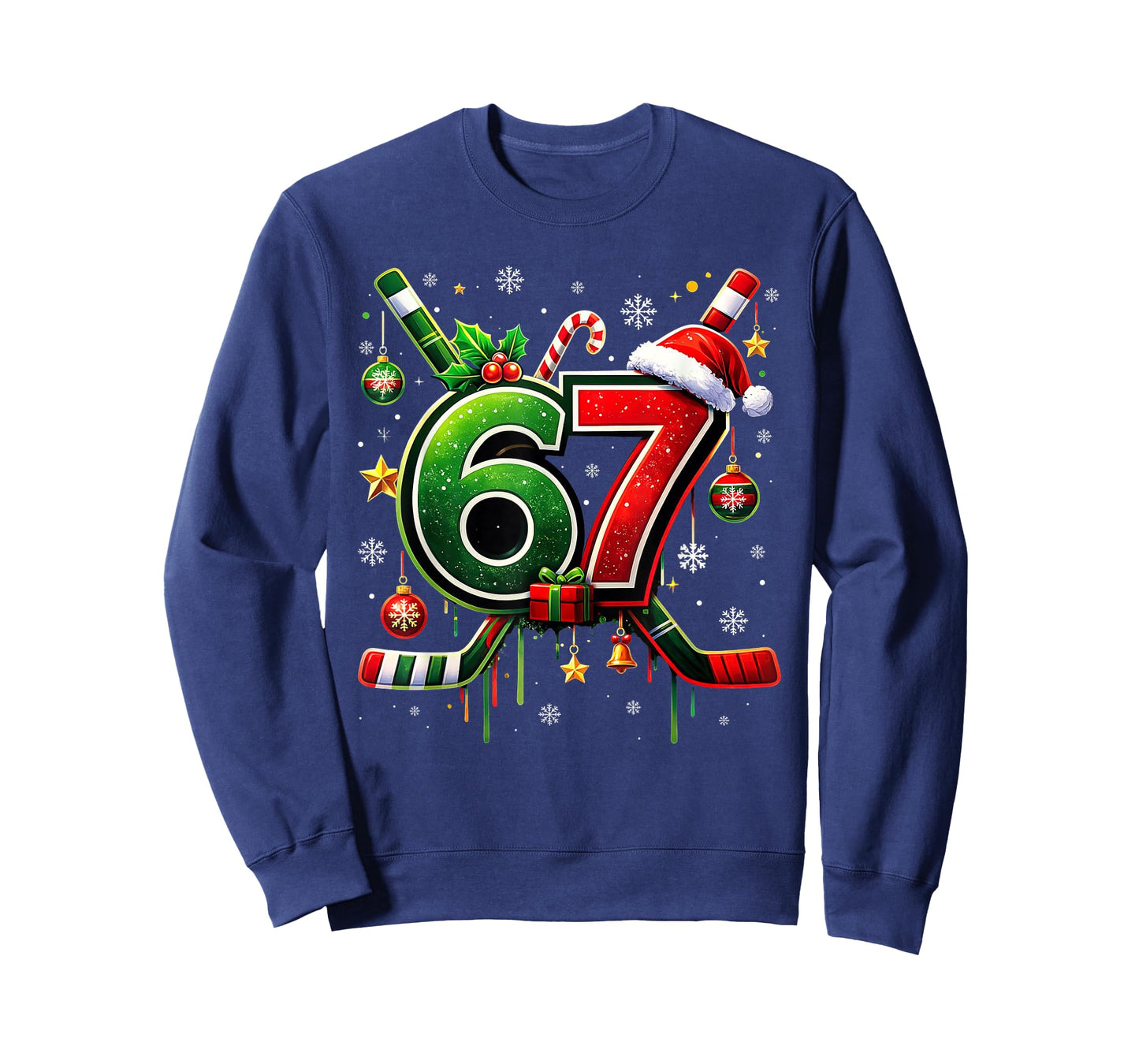 Funny 67 Six Seven Christmas Ice Hockey T-Shirt