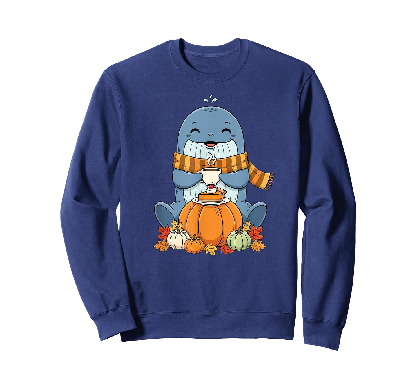 Funny Whale Coffee Autumn Thanksgiving Womens Mens Kids T-Shirt