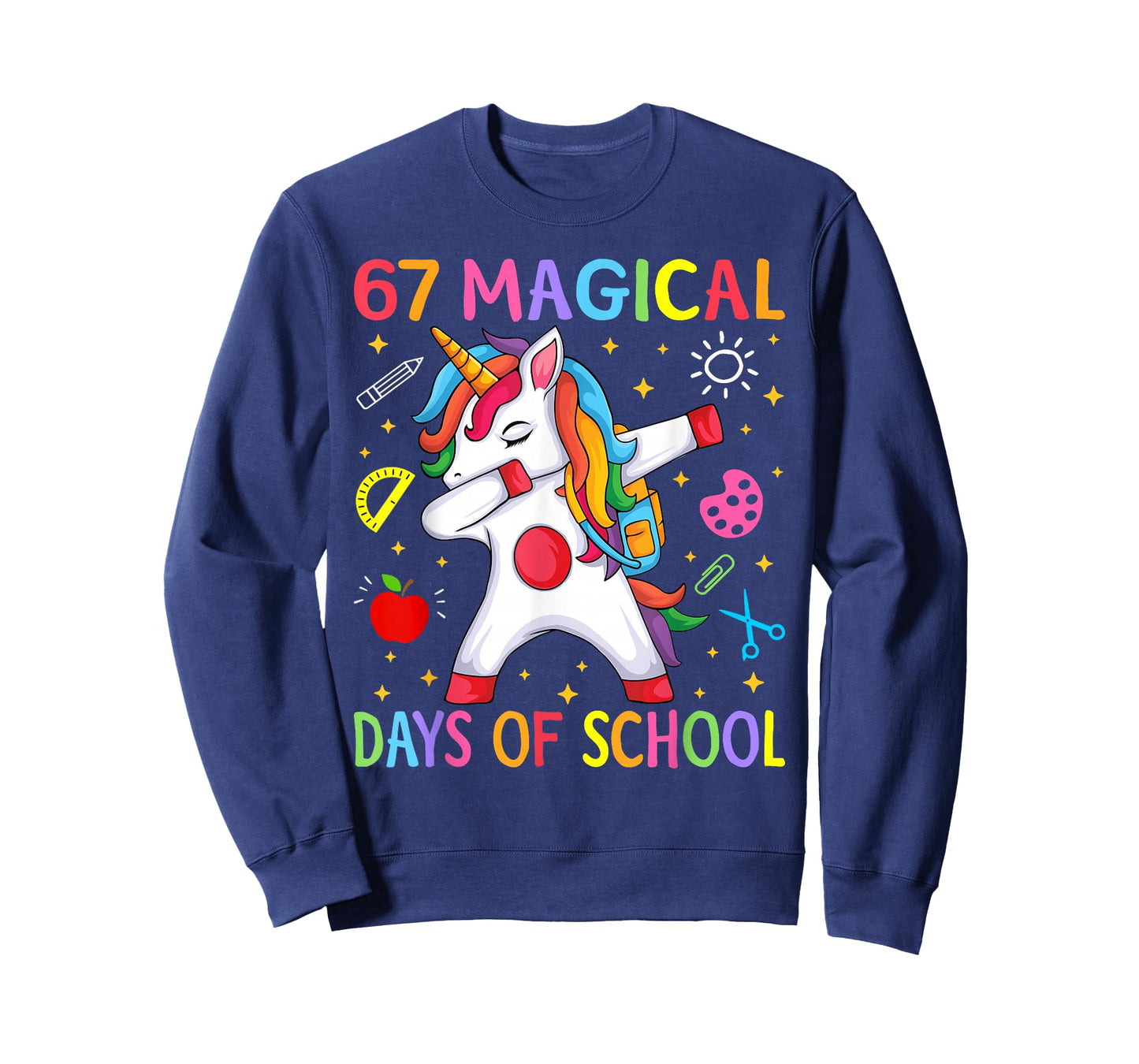 67 Magical Days of School Unicorn Six Seven Teacher Girls T-Shirt