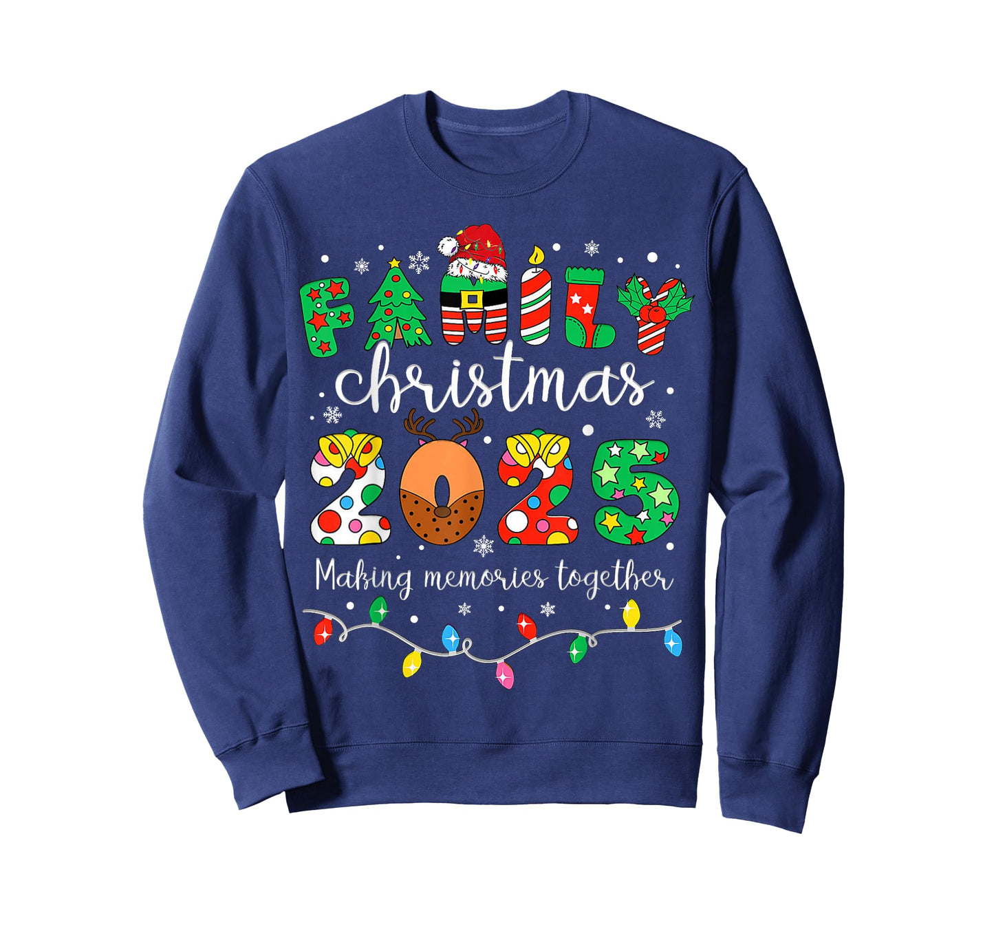 Merry Christmas Lights Santa Hat Xmas Family Matching Pajama T-Shirt