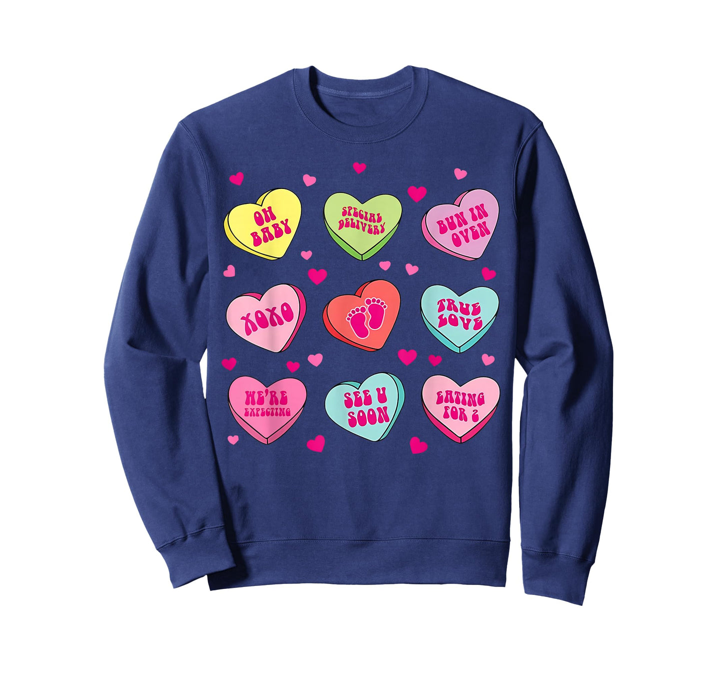 Pregnancy Announcement Valentines Hearts Candy Baby Reveal T-Shirt