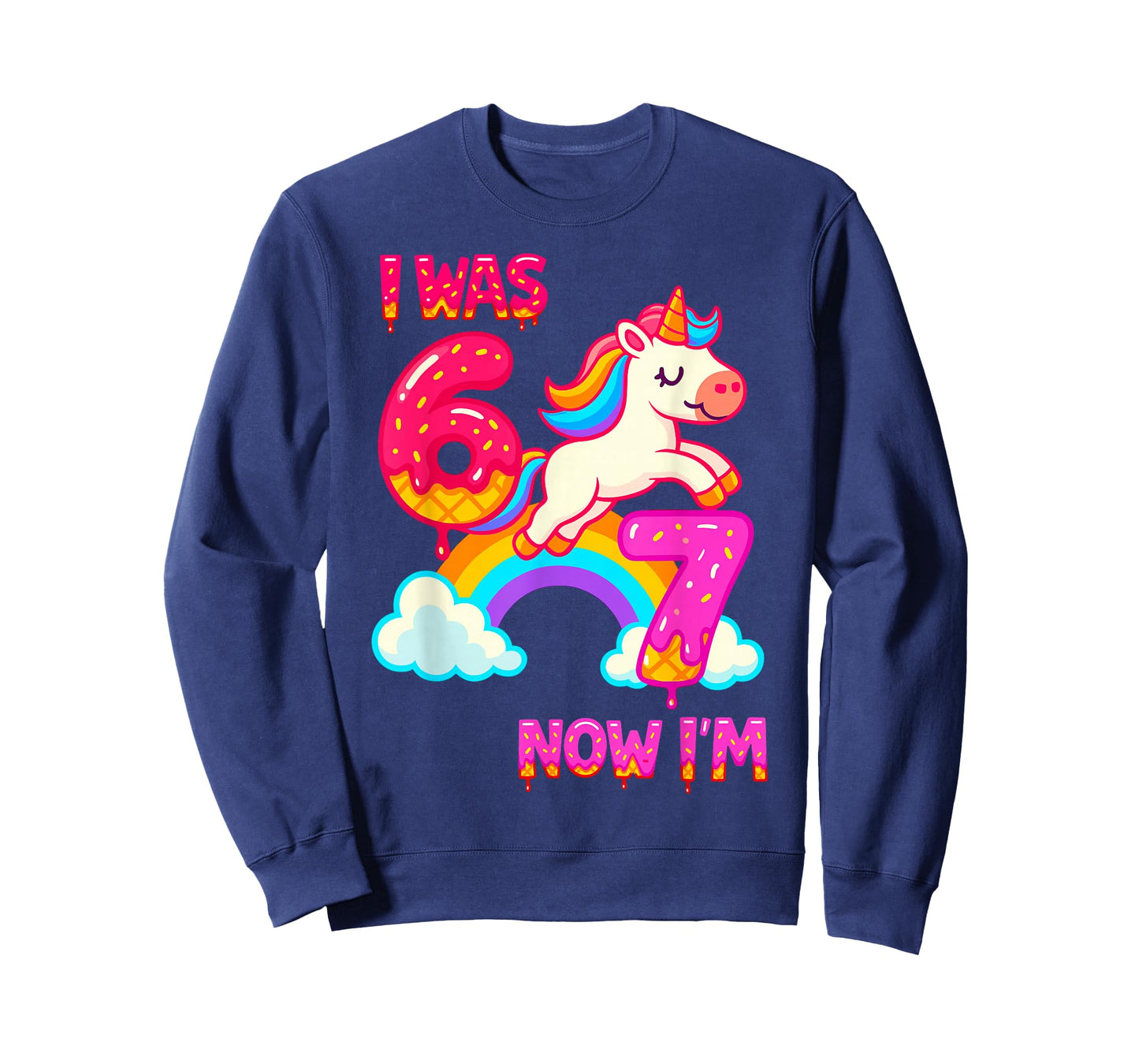 7 Year Old Birthday 67 was 6 Now I'm 7 Dabbing Unicorn Girls T-Shirt