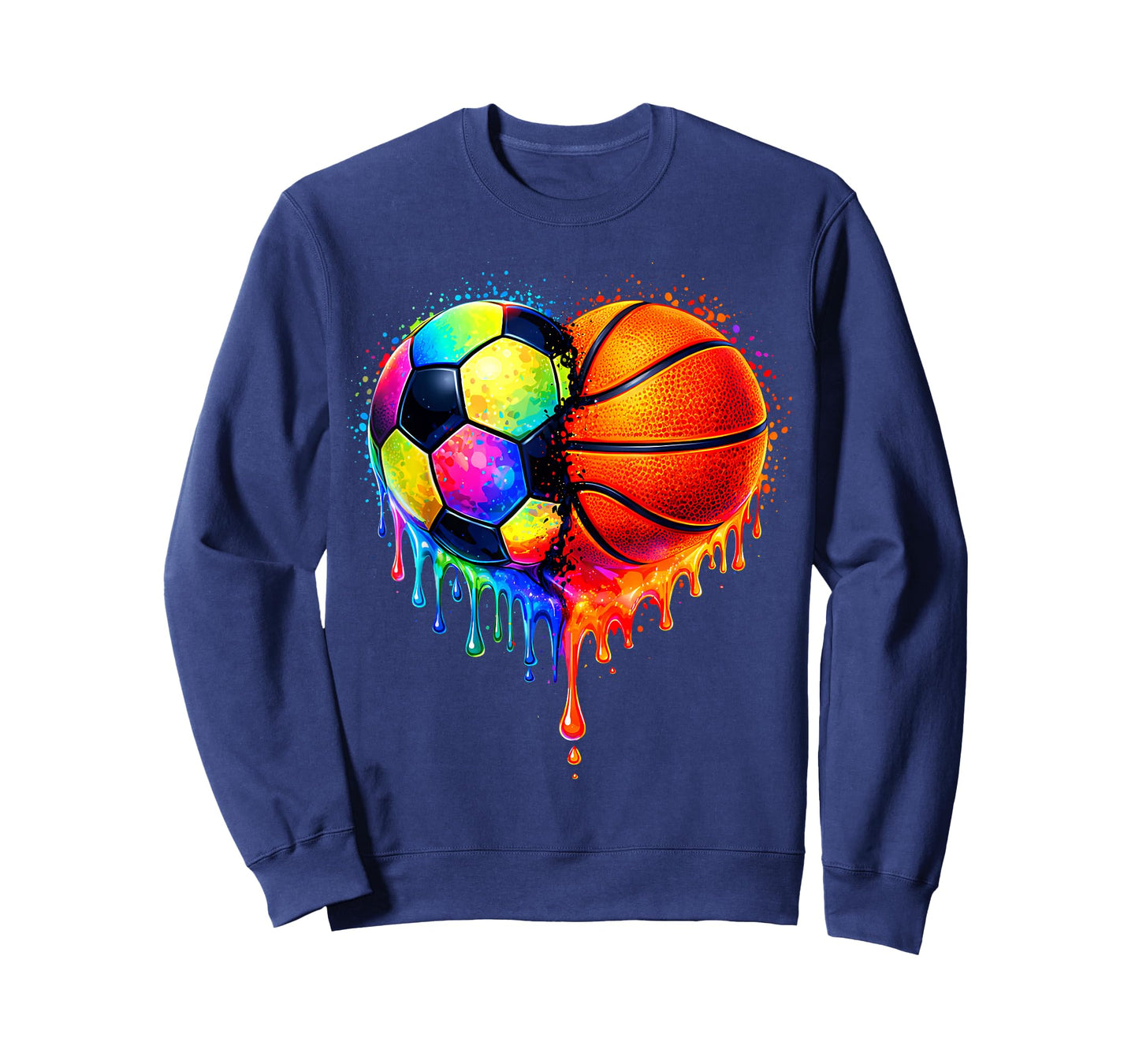 Soccer Basketball Drip Heart Sports Valentines Day Men Boys T-Shirt