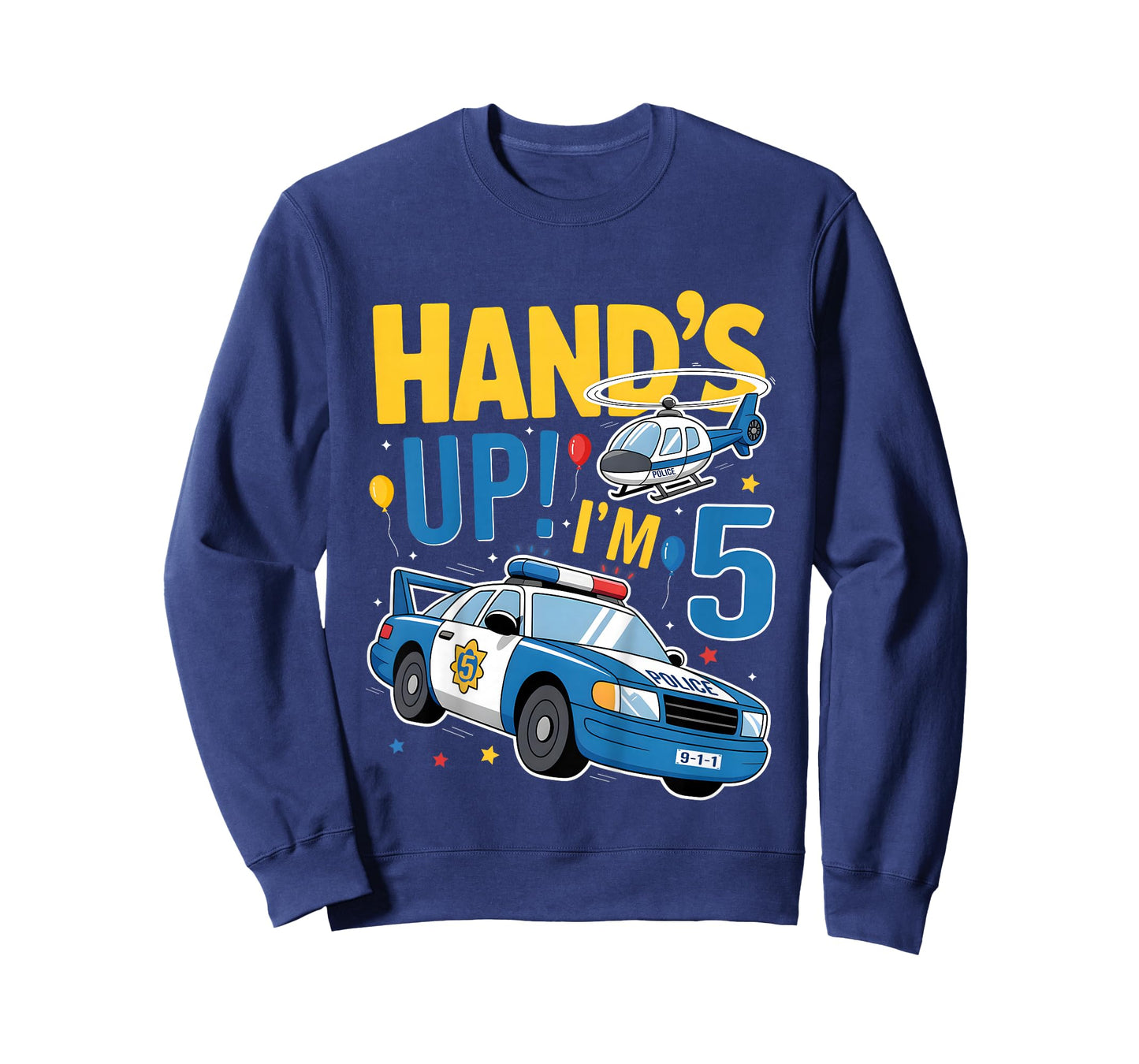 Police 5th Birthday Boy Girl 5 Year Old Policeman Police Car T-Shirt