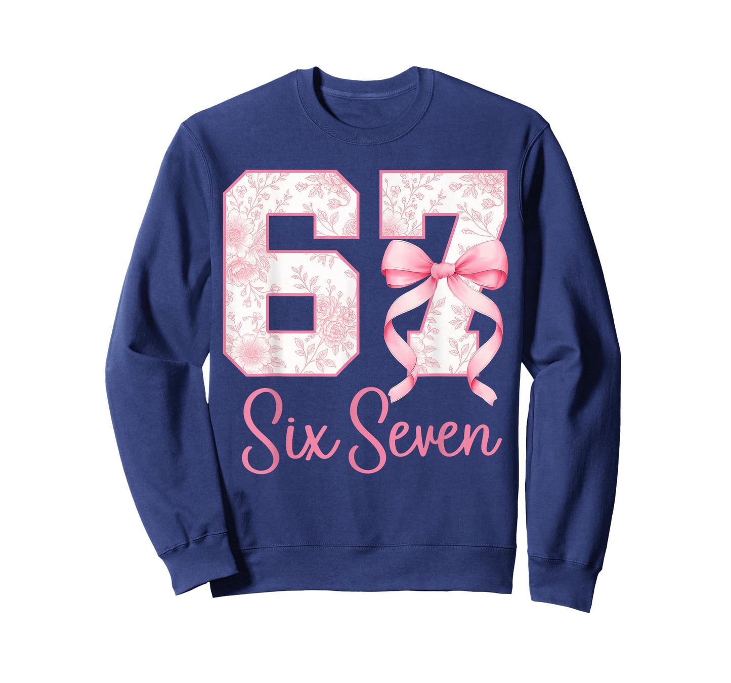 Coquette Bow Number 67 Funny Meme Pink Floral Women Girls T-Shirt