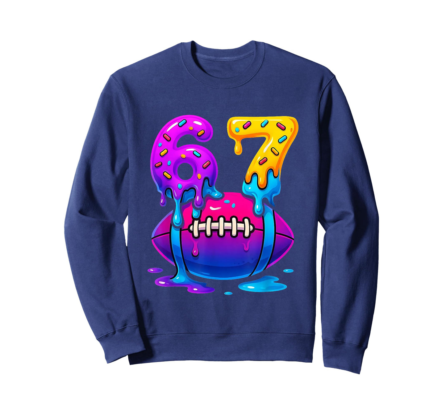 Dripping Six Seven 67 Meme Football Ice Cream Kids Sports T-Shirt