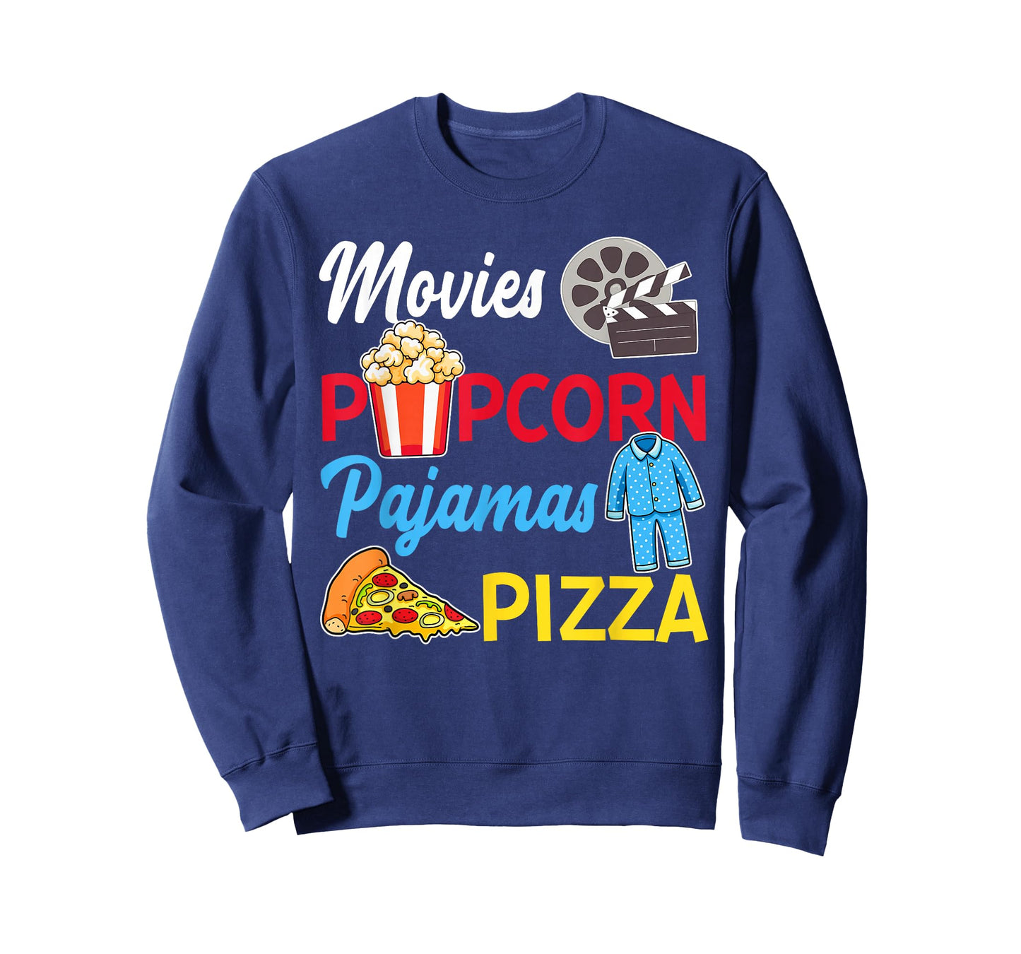 Movies Popcorn Pajamas Pizza Movie Night Party T-Shirt