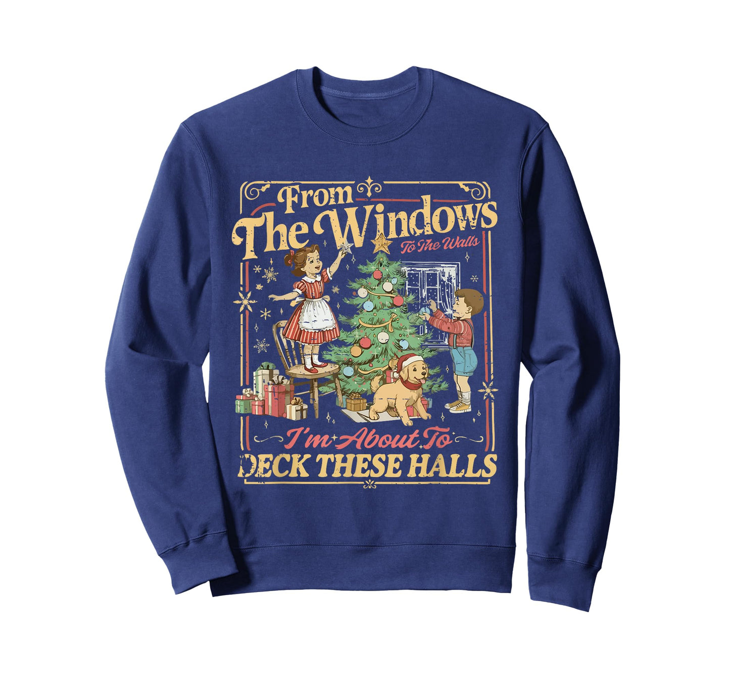 Funny Christmas Holiday from The Windows to The Walls Retro T-Shirt