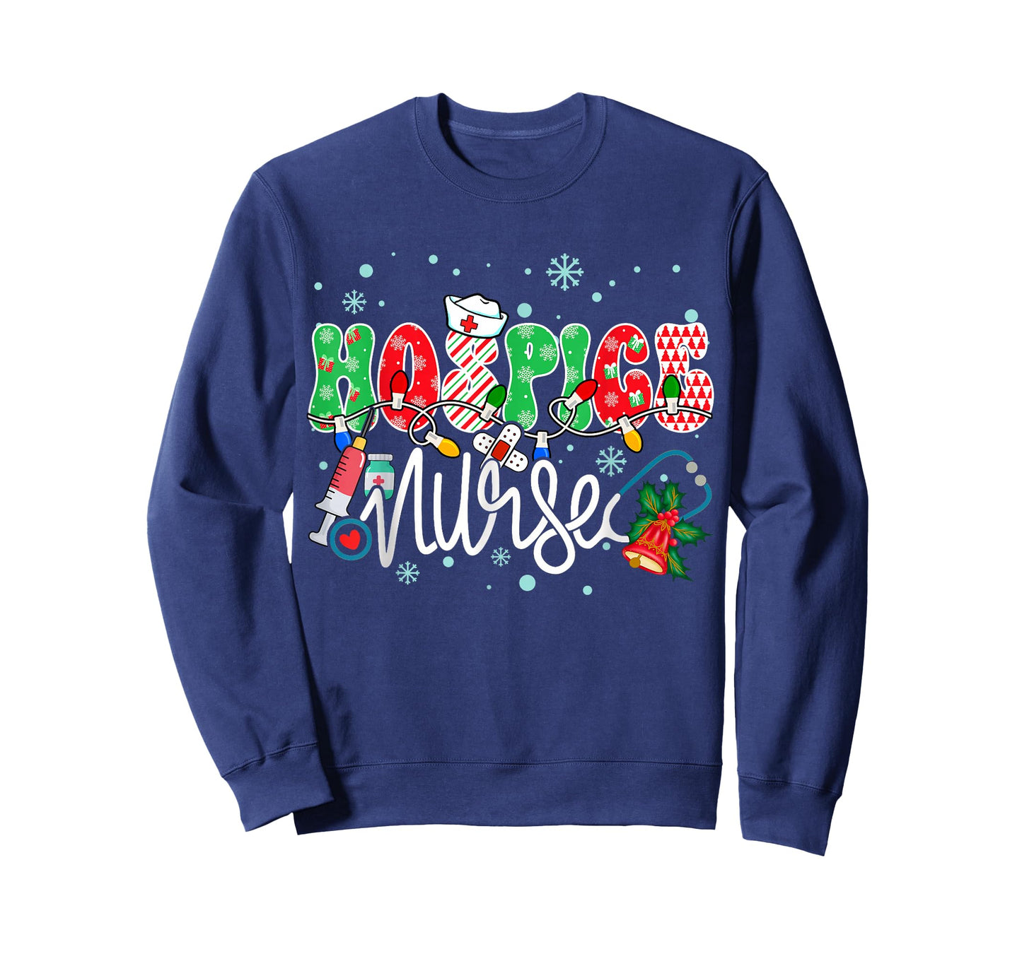 Hospice Nurse Funny Xmas Light Stethoscope Christmas Nurse T-Shirt