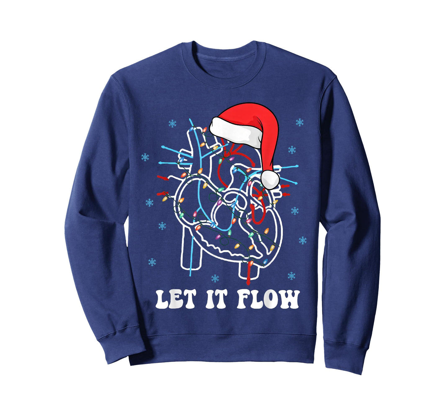 Let It Flow Anatomy Heart Cardiac Nurse Santa Hat Christmas T-Shirt