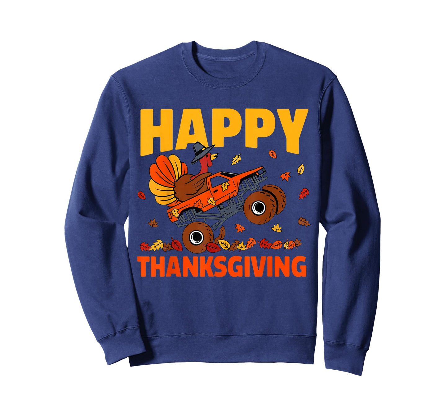 Funny Thanksgiving Monster Truck Turkey Ride Fall Holiday T-Shirt