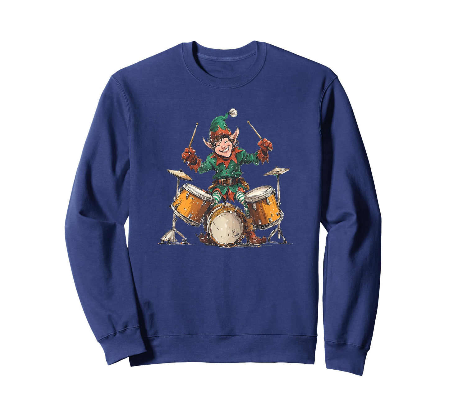 Awesome Xmas Elf with Cool Drums for Drumming Lovers T-Shirt