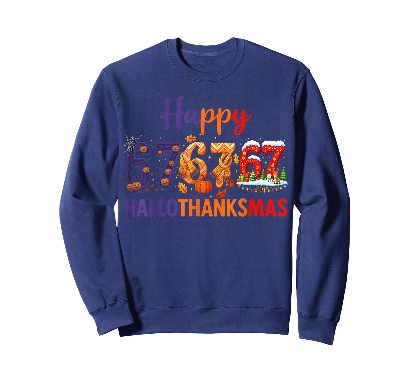HUGvyn Six Seven Meme 67 Hallothanksmas Halloween Christmas T-Shirt