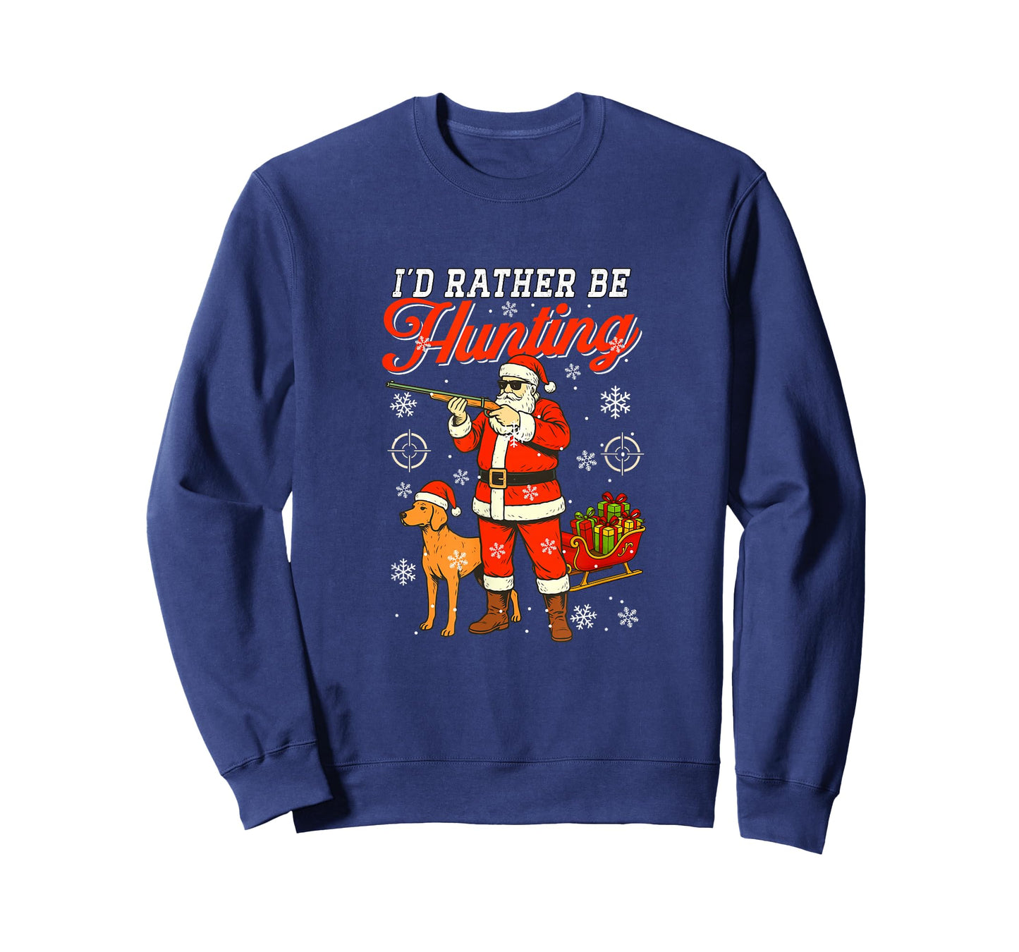 Rather Be Hunting Christmas Santa Sunglasses Hunter Lover T-Shirt