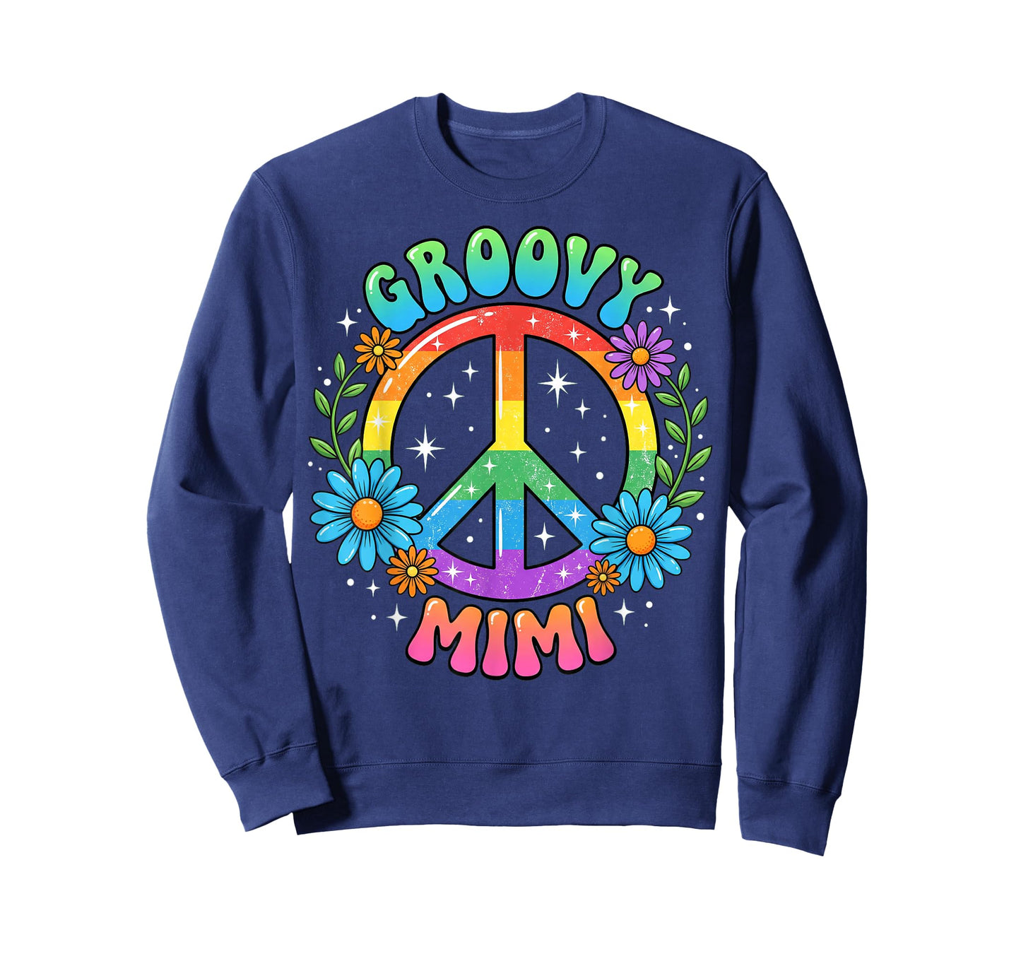 Funny Groovy Mimi Floral Hippie Grandmother Mom Mother Retro T-Shirt
