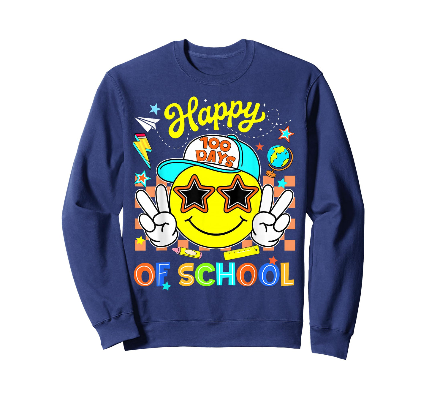 Happy 100th Day of School Smile Face Boy Teacher Sunglasses T-Shirt