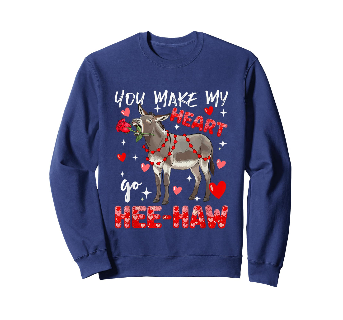 Make Heart Go Valentine's Day Cute Donkey Sound Floral Rose T-Shirt