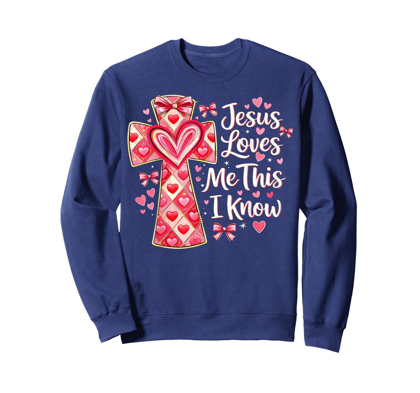 Valentine Jesus Loves Me This I Know Christian Cross Bow T-Shirt
