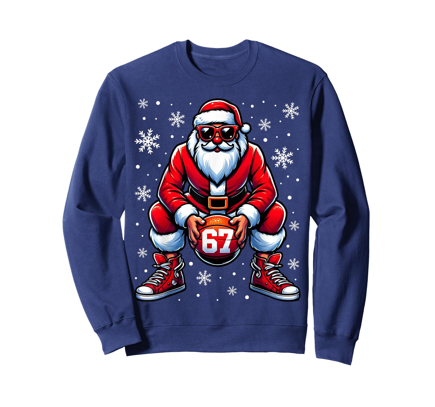 Funny Christmas Basketball Cool Santa Claus 6 7 Meme Teens T-Shirt