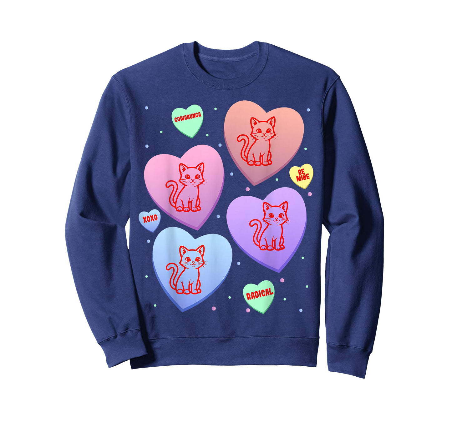 Cat Candy Heart Pastel Cute Kitten Valentines Day T-Shirt