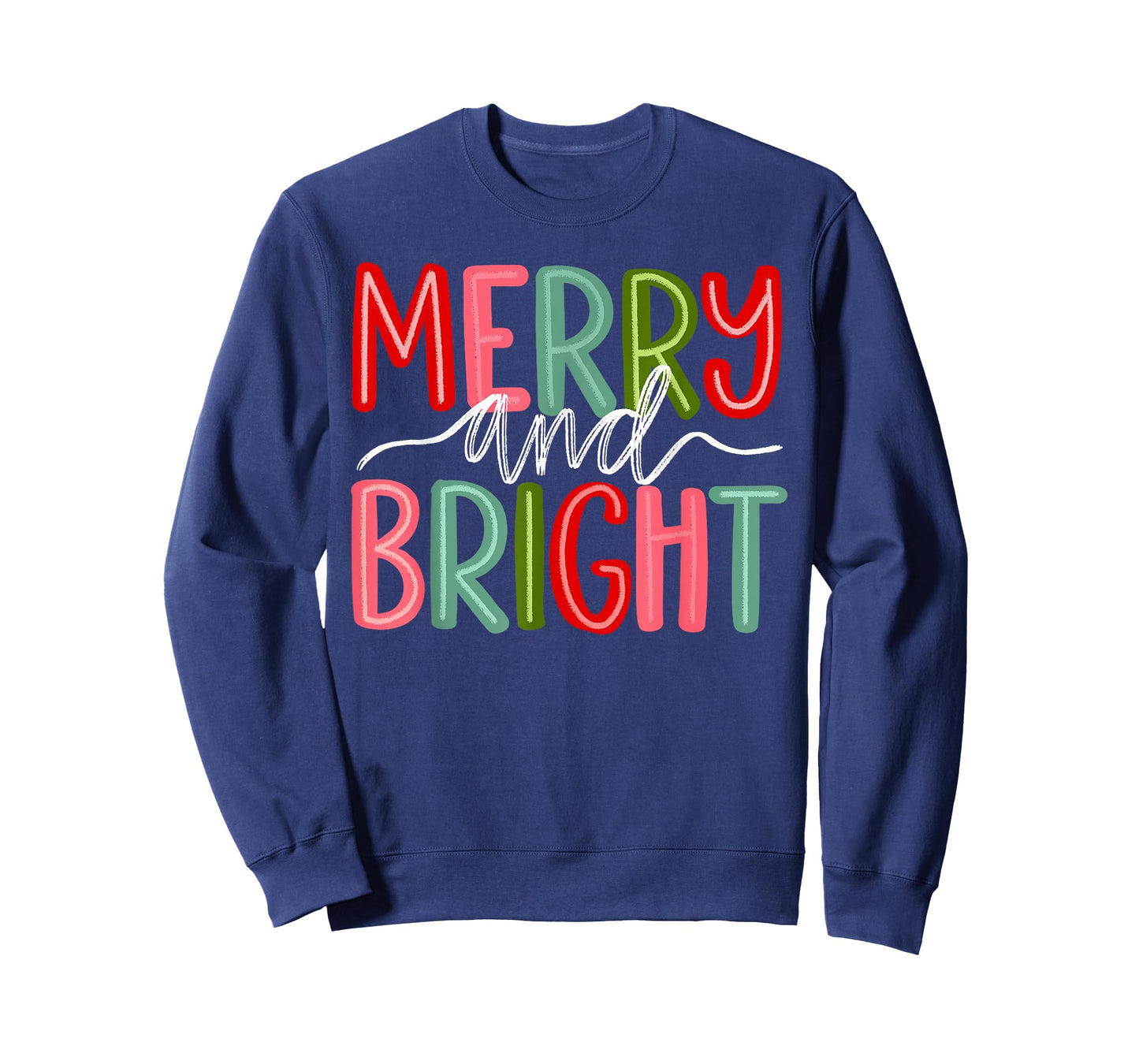 Retro Merry and Bright Christmas Holiday Xmas Family Pajamas T-Shirt