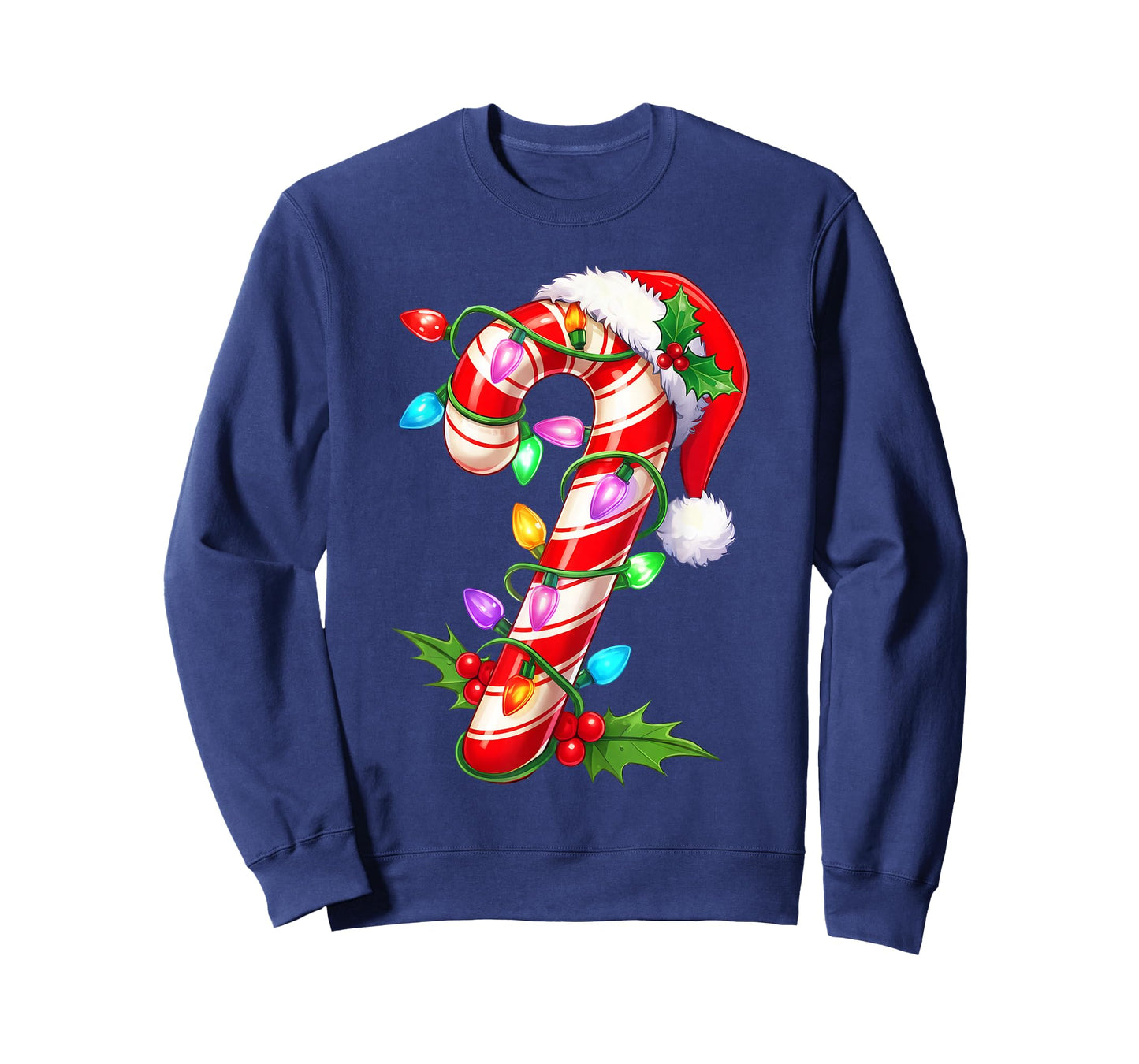 Red & White Candy Cane Crew Christmas Santa Hat Xmas Holiday T-Shirt