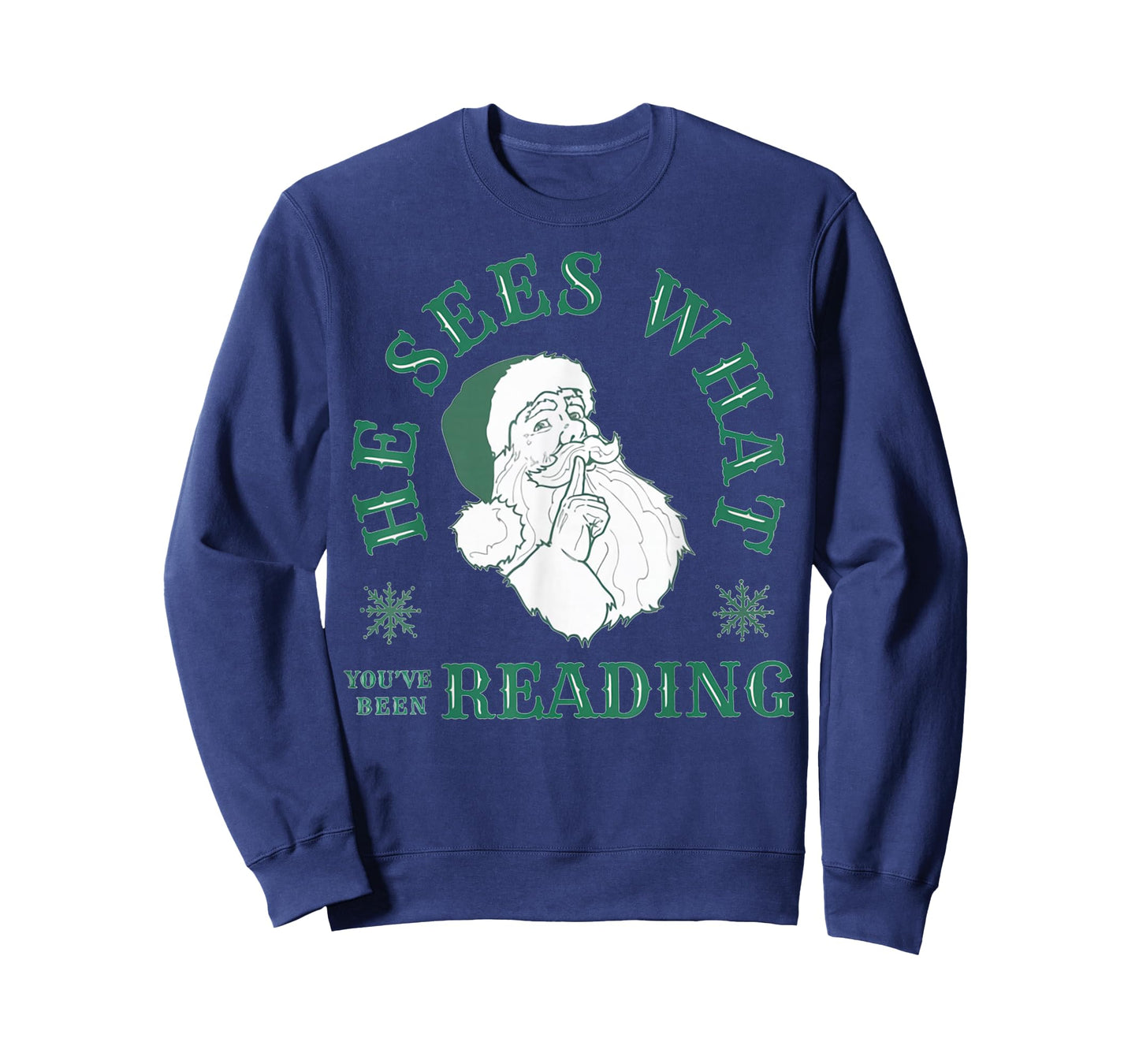 He Sees What You've Been Reading Funny Bookish Christmas T-Shirt