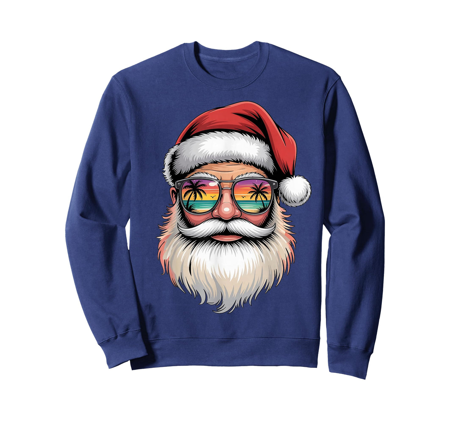 Tropical Christmas Hawaiian Santa Sunglasses Summer Xmas T-Shirt