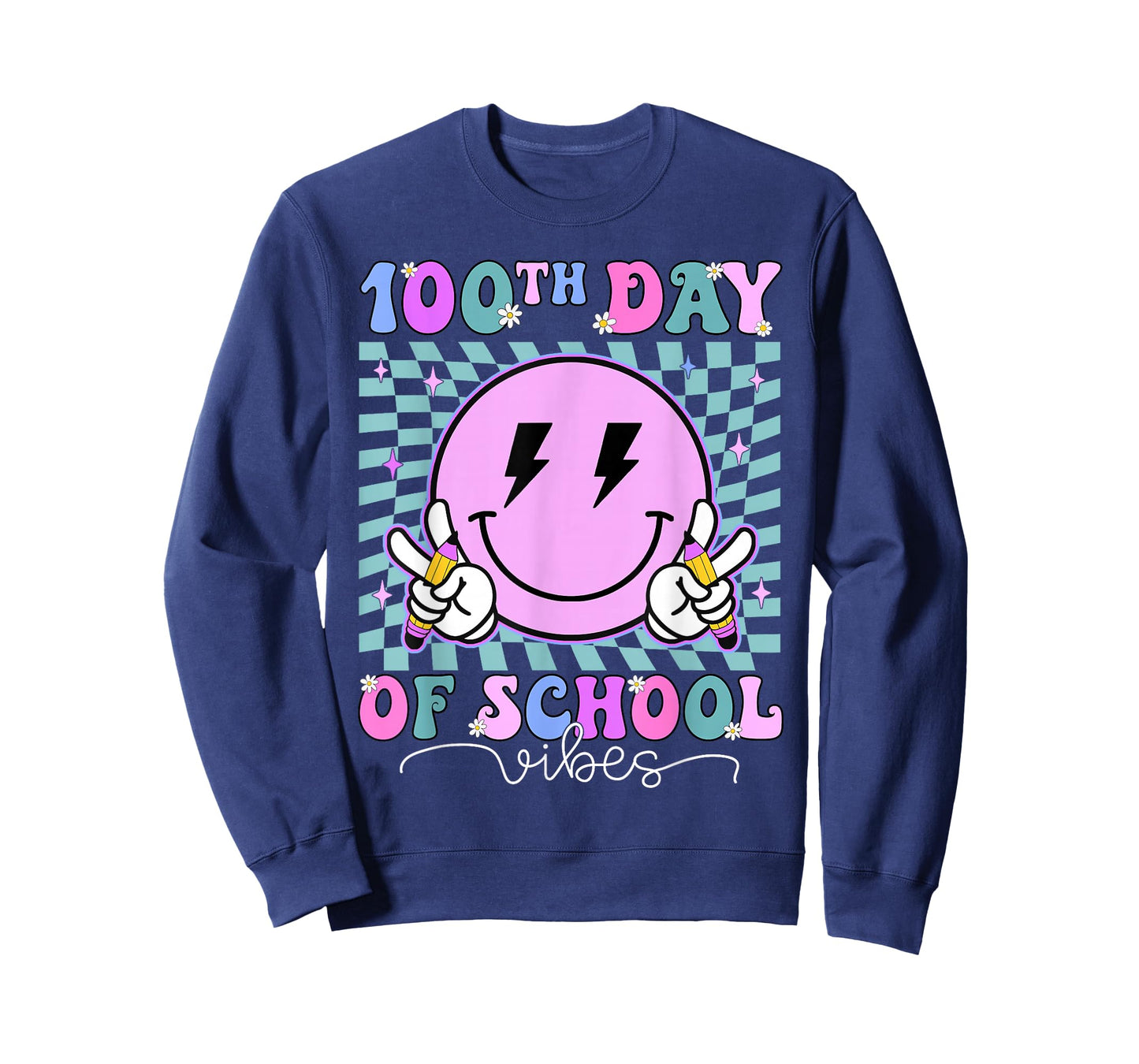 Funny 100 Days Shirt 100th Day of School Vibes Kid Boys Girl T-Shirt