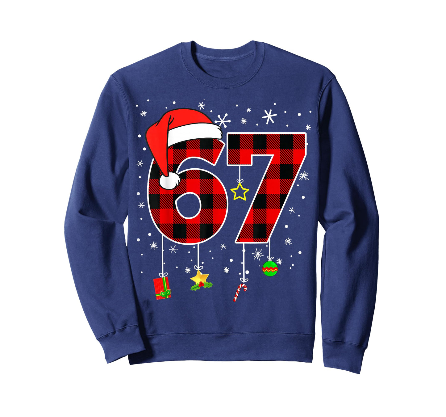 Six Seven 67 Christmas Red Plaid Xmas Boys Kids Funny Santa T-Shirt