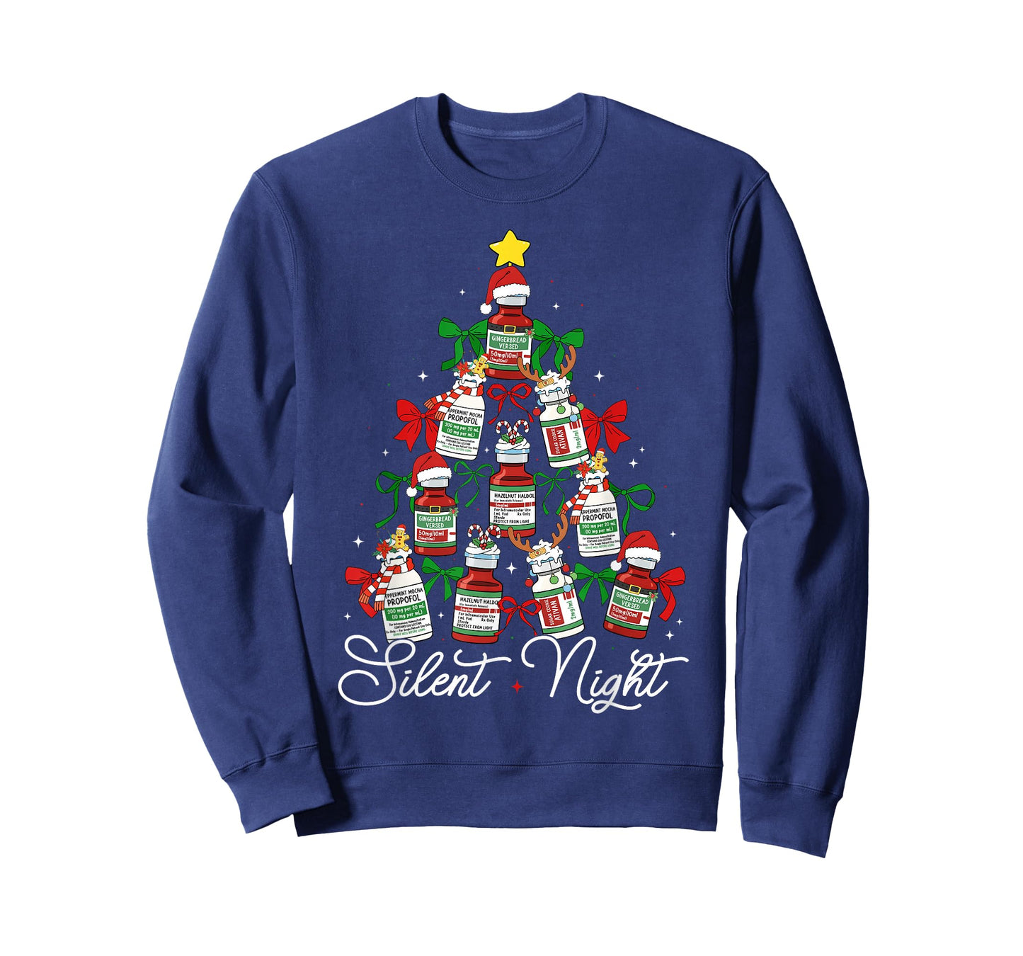 Preppy Silent Night Christmas Coquette Bow Nurse Girl Women T-Shirt