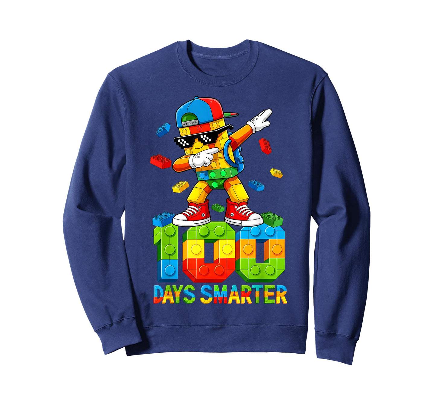 Dab Blocks Bricks Building 100 Days of School Smarter Boys T-Shirt